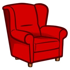 red upholstered chair