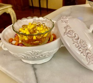 bowl with vitamins inside