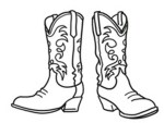 black and white drawing of cowboy boots
