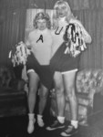 black and white photo of cheerleader costumes - Halloween