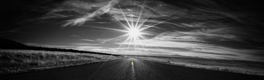 black and white photo of sunrise