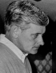 black and white photo of many staring