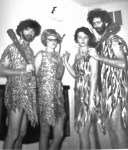 Halloween - black and white photo of Flintstone costumes